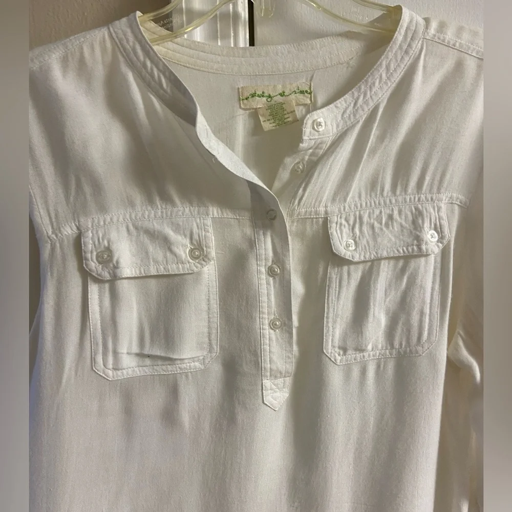 Anthropologie staring at stars off white pop over blouse Medium - Picture 4 of 7